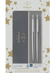 Комплект Parker - Химикалка и автоматичен молив Jotter Stainless Steel