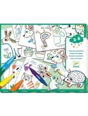 Творчески комплект Djeco: Създай с шаблони - Животни