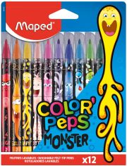 Флумастери Maped Color'Peps Monster, 12 цвята