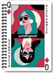 Тетрадка Black & White Cards Ambigram А4 със спирала и 2 теми, 80 листа - широки редове