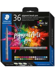 Комплект маркери Staedtler Pigment Brush Pen 371, 36 земни цвята
