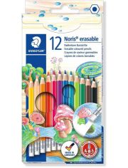 Комплект цветни моливи с гумичка Staedtler Noris Club, 12 цвята