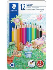 Комплект цветни моливи Staedtler Noris Club, 12 цвята в метална кутия
