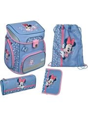Комплект ученическа раница Мини Маус, ергономик - светлосин цвят