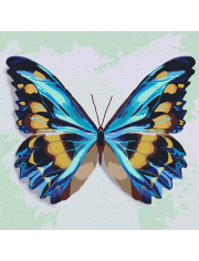 Комплект за лесно рисуване с акрилни бои Ideyka - Синя пеперуда, 25 х 25 см.