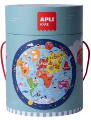 Кръгъл пъзел Apli Kids - Карта на света, 48 части