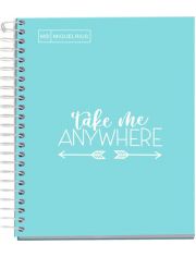 Тетрадка Miquelrius Messages А5 със спирала, 100 листа на широки редове, светлосиня