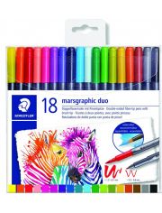 Акварелни двувърхи флумастери Staedtler, 18 цвята