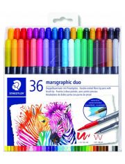 Акварелни двувърхи флумастери Staedtler, 36 цвята