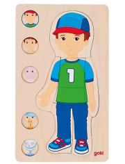 Дървен пъзел Goki - Скрита антомия, момче