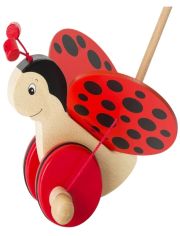 Дървена играчка за бутане Goki - калинка