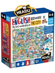 Двустранен пъзел Headu - Първи 100 английски думи, Град
