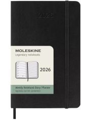 Джобен черен седмичен тефтер-органайзер Moleskine Black 2026 г. с меки корици