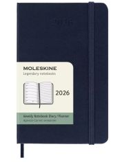 Джобен син седмичен тефтер-органайзер Moleskine Sapphire Blue 2026 г. с твърди корици