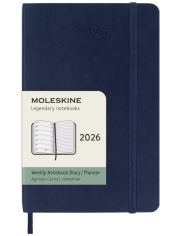 Джобен син седмичен тефтер-органайзер Moleskine Sapphire Blue 2026 г. с меки корици
