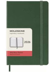 Джобен зелен ежедневник тефтер-органайзер Moleskine Myrtle Green 2026 г. с твърди корици
