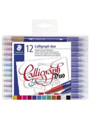 Калиграфски двувърхи маркери Staedtler, 12 цвята