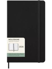 Класически черен седмичен тефтер-органайзер Moleskine Black 2026 г. с твърди корици