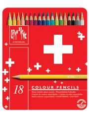 Комплект цветни моливи Caran d'Ache Swisscolor в метална кутия, 18 цвята