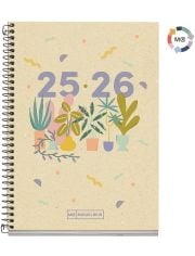 Тефтер - органайзер Miquelrius Eco Plants от септември 2025 до юни 2026 г., ден на страница