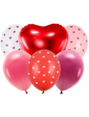 Комплект балони PartyDeco - Свети Валентин, 6 бр.