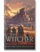 Корицата на книгата "Кръвта на елфите" (The Witcher, Book 3) от Анджей Сапковски, на която Гералт от Ривия е с бронирани фигури пред замък и планини - задължителна за всеки фен на "Вещиците".-1-thumb