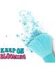 Четка за грим на Legami Oh My Glow - Daisy разнася синя пудра в насипно състояние. KEEP ON BLOOMING се появява с дръзки, цветни букви в долния ляв ъгъл на бял фон.-3-thumb