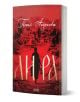 Корицата на книгата в червени тонове показва жена с куфар и чанта, която върви към село. "Петя Андонова" е над заглавието Лира с удебелен шрифт, което подсказва за силни женски герои, характерни за българската литература. AMG Publishing е в долната част.-1-thumb