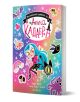 Корицата на книгата "Магическият дневник на Анна Кадабра" показва синеоко момиче в розова рокля с пръчка, към което се присъединяват черна котка, магически същества, звезди и дъги. Ярък текст на български език-идеален за фенове на Клуб на Пълнолунието!.-1-thumb