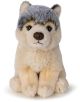 Плюшена играчка WWF - вълк, 15 см., с мека бежова козина, сиви акценти на главата, черни върхове на ушите и тъмни очи, седнал изправен на бял фон.-3-thumb