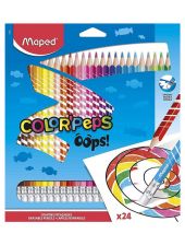 Цветни моливи Maped Color' Peps Oops, с гумичка, 24 цвята