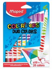 Комплект двупосочни флумастери Maped Color'Peps Duo, 10 броя - 20 цвята