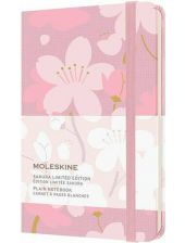 Джобен тефтер Moleskine Sakura с твърди корици и нелинирани страници, тъмнорозов цвят