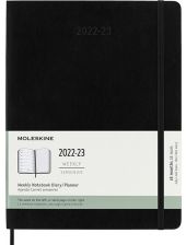 Голям черен седмичен тефтер - органайзер Moleskine Diary Black за 18 месеца - юли 2022 / декември 2023 г. с твърди корици