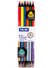Комплект двувърхи цветни моливи Milan, 12 цвята