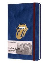 Кадифен тъмносин тефтер Moleskine Rolling Stones с широки редове, Limited Edition