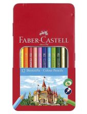 Комплект 12 цветни моливи Faber-Castell в метална кутия