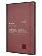 Кожен класически тефтер Moleskine Classic Leather Red с меки корици и листа на широки редове