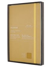Кожен класически тефтер Moleskine Classic Leather Yellow с меки корици и листа на широки редове