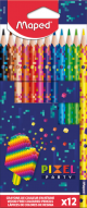 Цветни моливи Maped Pixel Party, 12 цвята