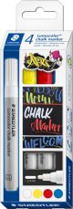 Кoмплект тебеширен маркер Staedtler Lumocolor 344, 4 цвята