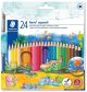 Цветни акварелни моливи Staedtler Aquarell, 24 цвята + четка