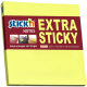 Самозалепващи неонови листчета Stick'n Extra Sticky, жълти, 76 х 76 мм, 90 бр.