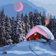 Комплект за лесно рисуване с акрилни бои Ideyka - Снежна хижа, 40 х 40 см.