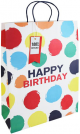 Подаръчна крафт торбичка Eurowrap - Рожден ден, цветни точки, голяма
