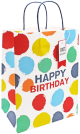 Подаръчна крафт торбичка Eurowrap - Рожден ден, цветни точки, средна