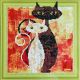 Картина с частична диамантена мозайка Collection D'Art - Влюбени котки