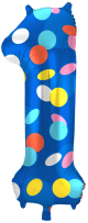 Фолиев балон Folat - Цифра 1, цветни точки, 86 см.