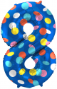 Фолиев балон Folat - Цифра 8, цветни точки, 86 см.