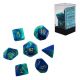 Комплект зарчета за настолни игри Chessex: Gemini Polyhedral Blue-Teal/Gold, 7 бр.